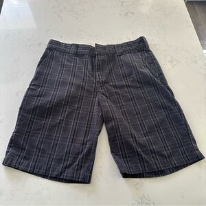 Dickies Men's Dark Gray Plaid Flat Front Shorts